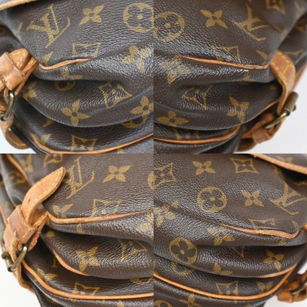 LOUIS VUITTON Logo Saumur MM Shoulder Bag Monogram Leather Brown M40710 64ZA077 - Picture 12 of 16
